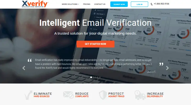 The XVerify homepage