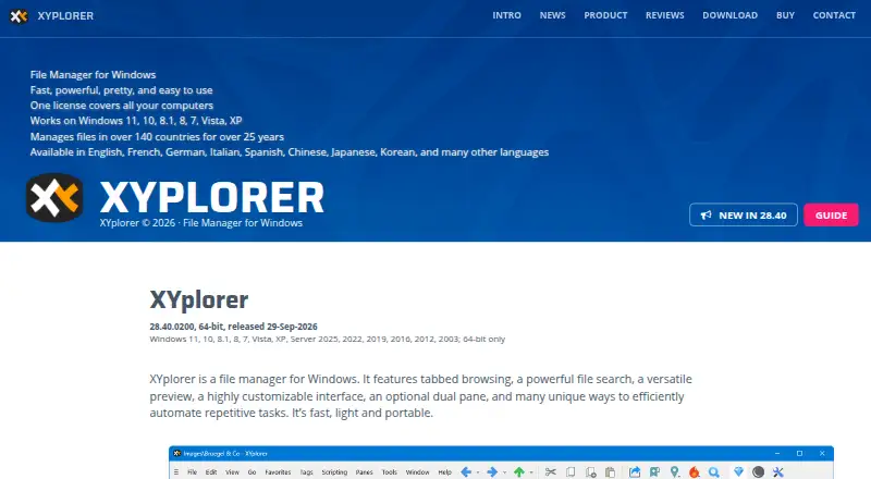 The XYplorer homepage