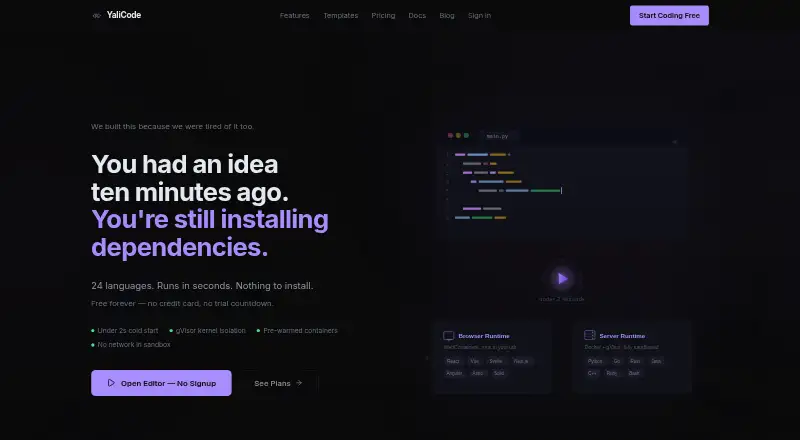 The YaliCode homepage