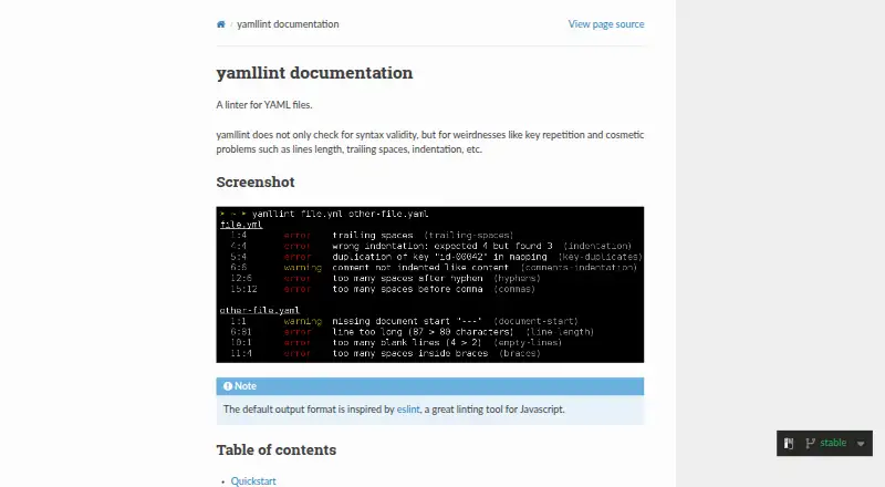 yamllint's website