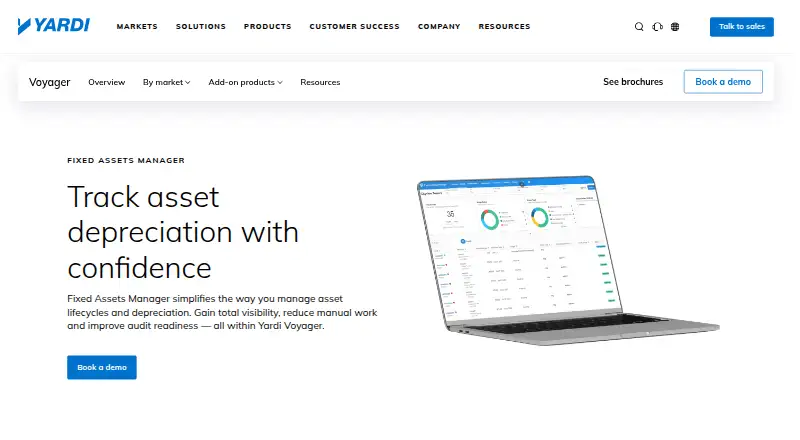 Yardi Fixed Assets Manager's website