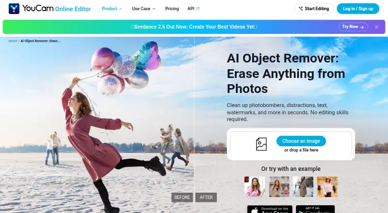 YouCam AI Object Remover's website