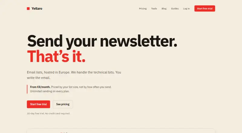 The Yellaro homepage