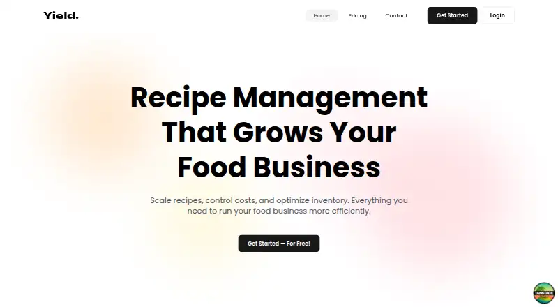 The Yield Recipe Manager homepage