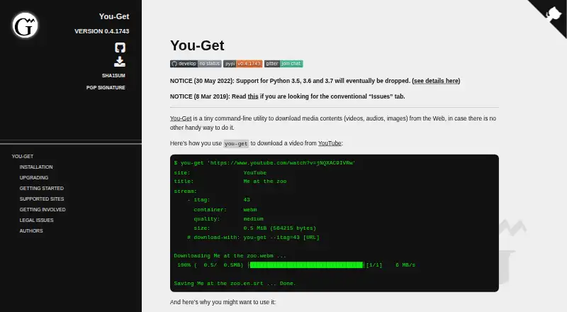 You-Get's website