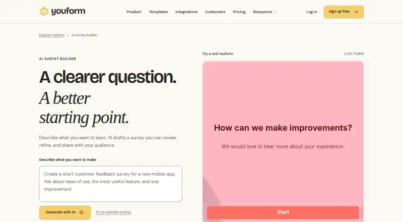Youform's website