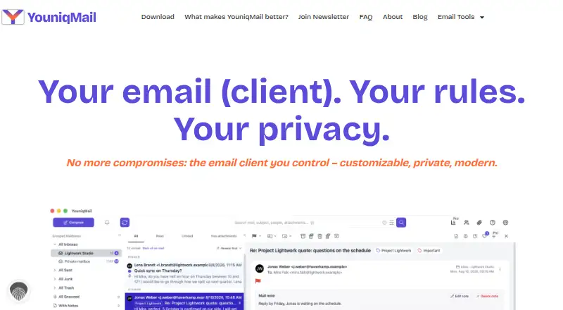 YouniqMail's website