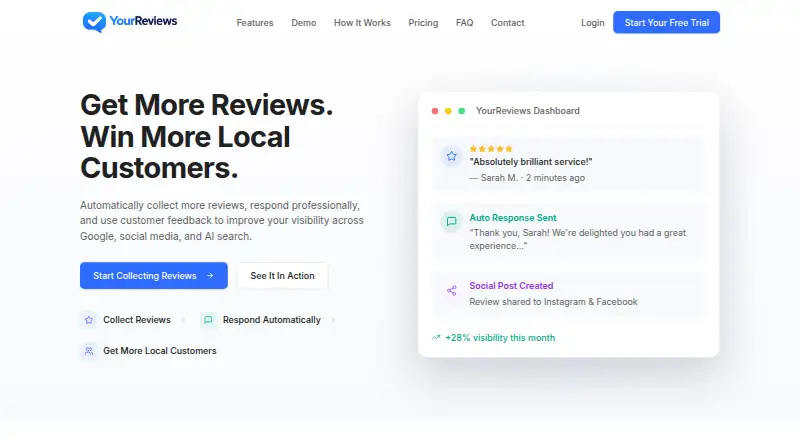 The YourReviews homepage