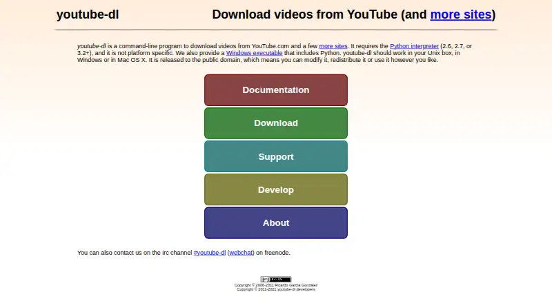 youtube-dl's website