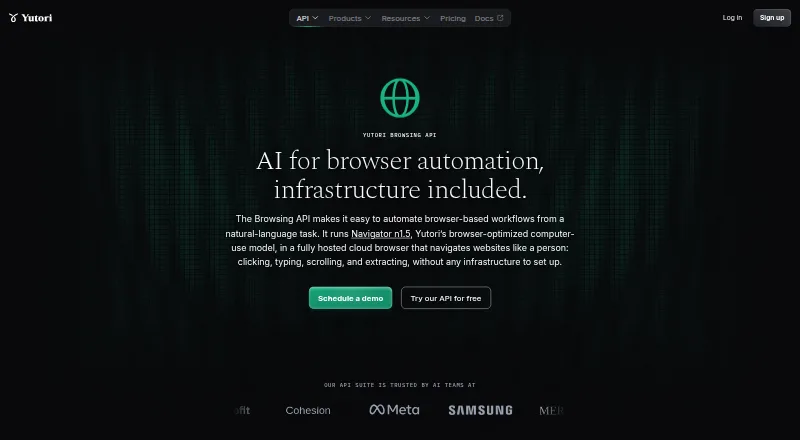 Yutori Browsing API's website