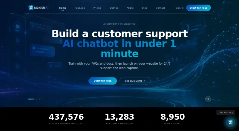 The Zackion AI homepage