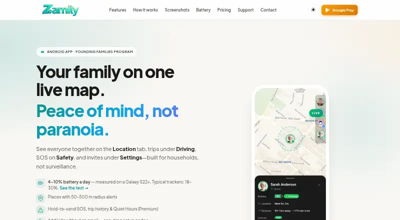 The Zamily homepage
