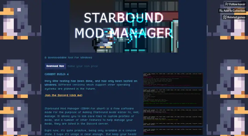 Starbound Mod Manager's website