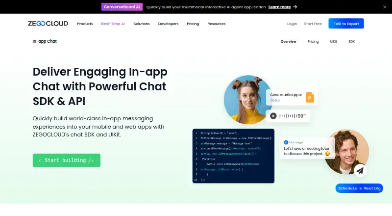 ZEGOCLOUD In-app Chat's website