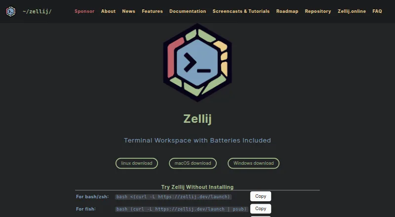 Zellij's website