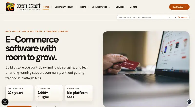 The Zen Cart homepage