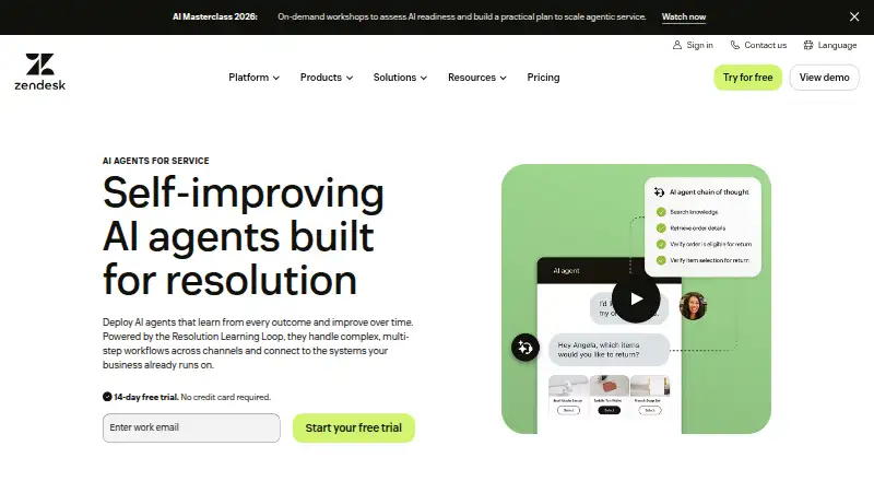 Zendesk AI Agents's website