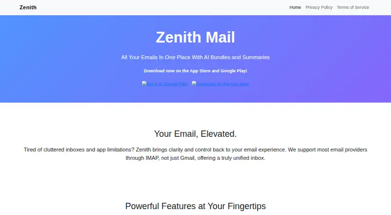 Zenith Mail's website