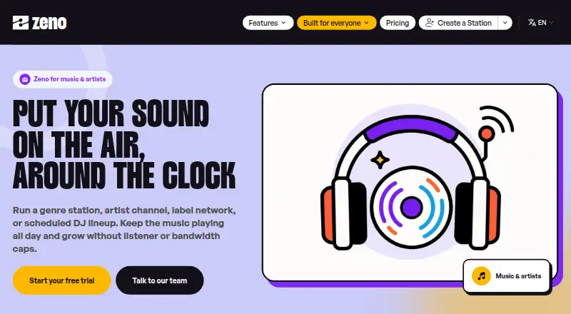 Zeno.FM's website