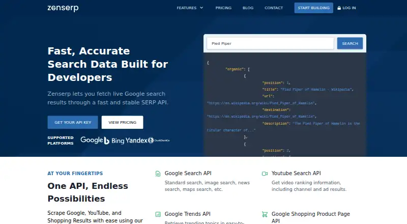 Zenserp's website