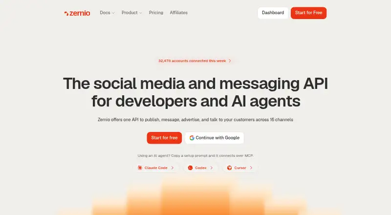 Zernio's website
