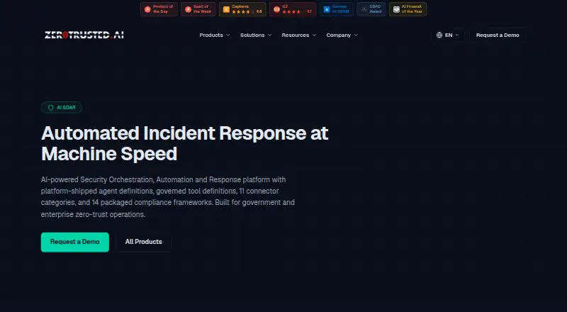 ZeroTrusted AI SOAR's website