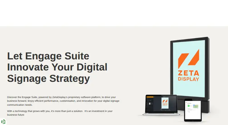 ZetaDisplay Engage Suite's website