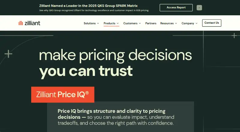 Zilliant Price IQ's website