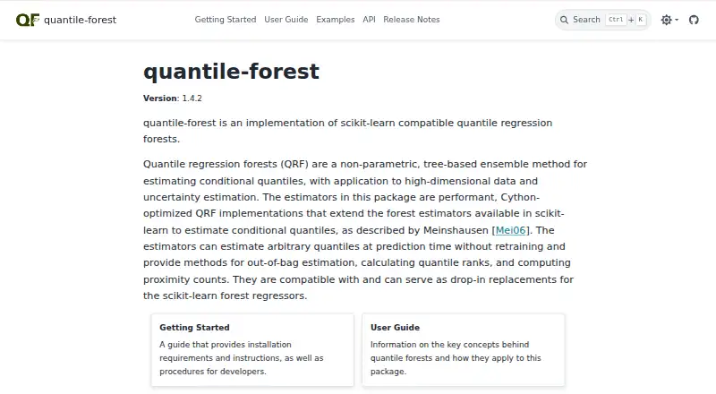 quantile-forest's website