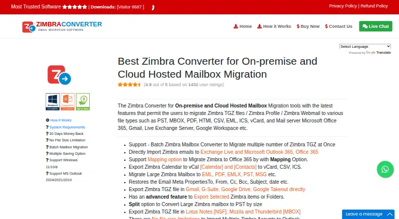 The Zimbra Converter homepage