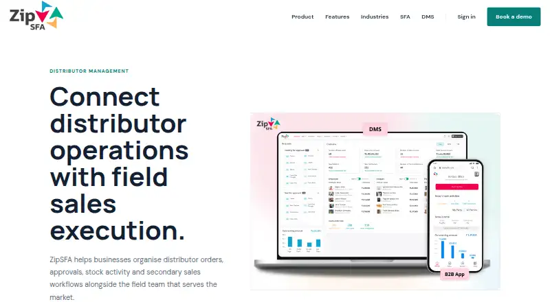 ZipSFA Distributor Management's website