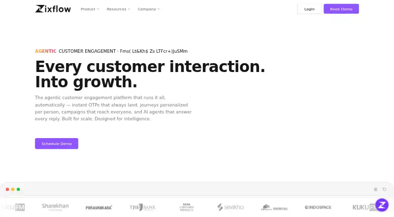 The Zixflow homepage