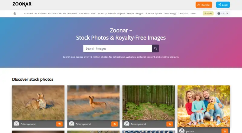 The Zoonar homepage