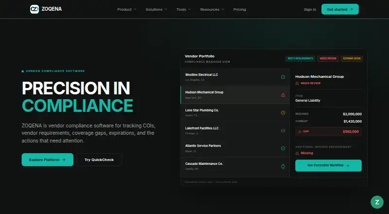 The ZOQENA homepage