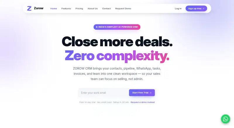 The Zorow CRM homepage