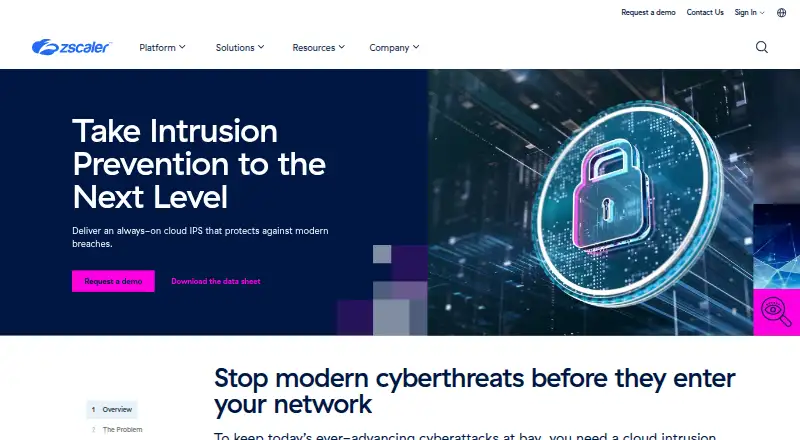 Zscaler Cloud IPS's website