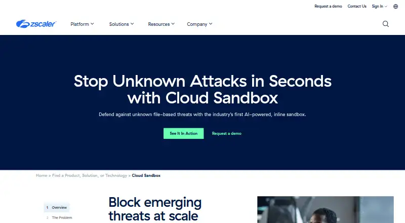 Zscaler Cloud Sandbox's website