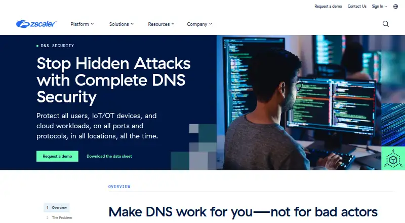Zscaler DNS Security's website
