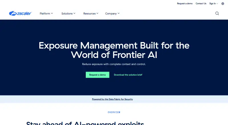 Zscaler Exposure Management's website