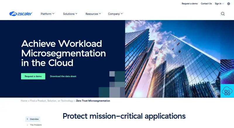 Zscaler Microsegmentation's website