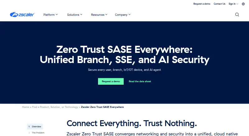 Zscaler Zero Trust SASE's website