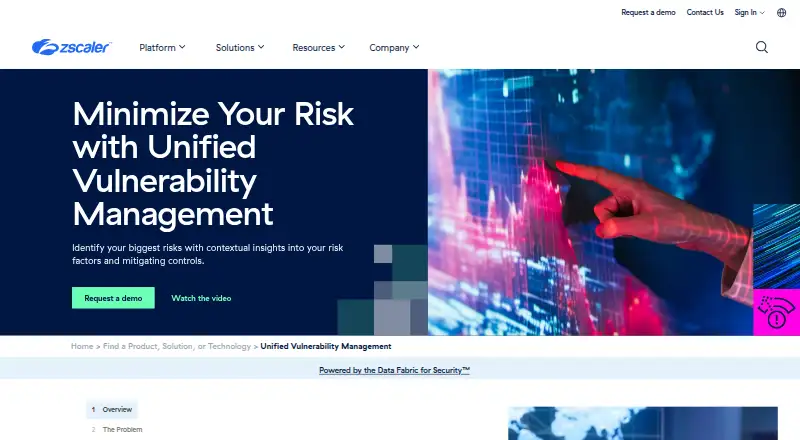 Zscaler Unified Vulnerability Management's website