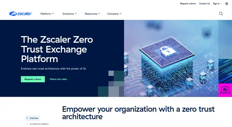 Zscaler Zero Trust Exchange's website
