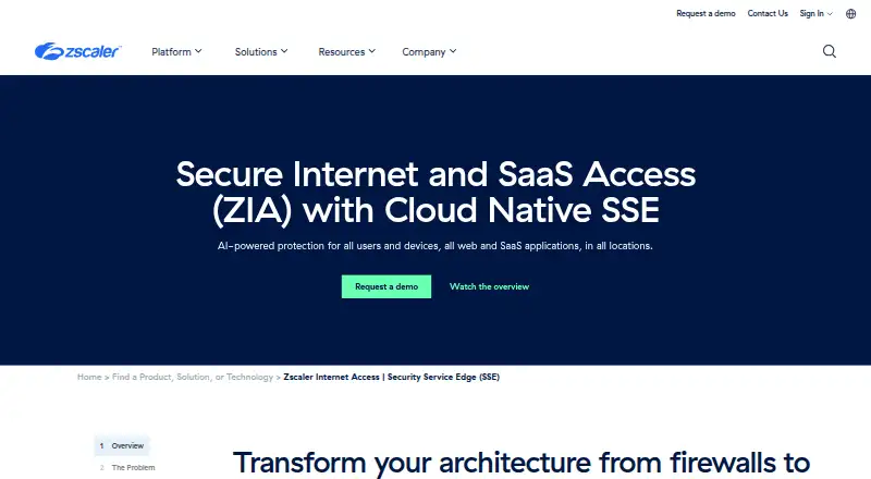 Zscaler Internet Access's website