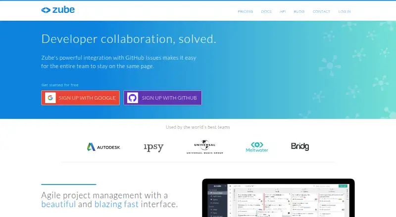 The Zube homepage