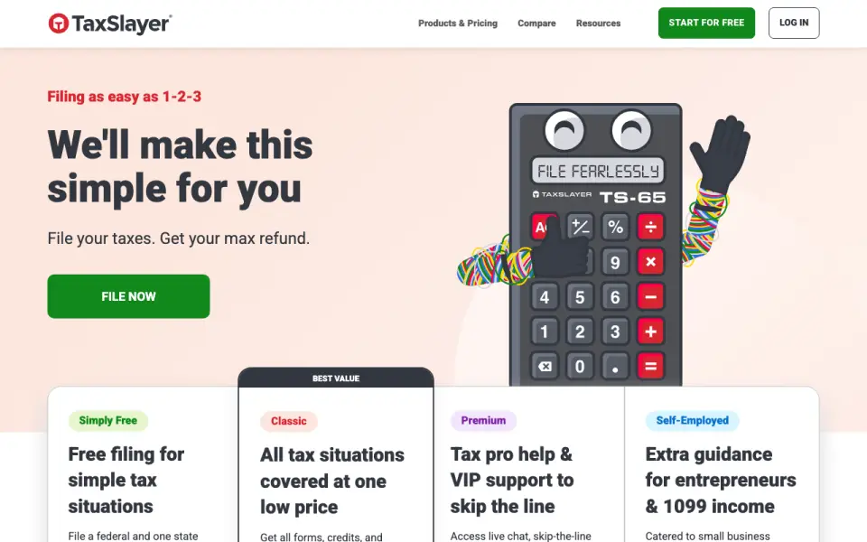 TaxSlayer's website