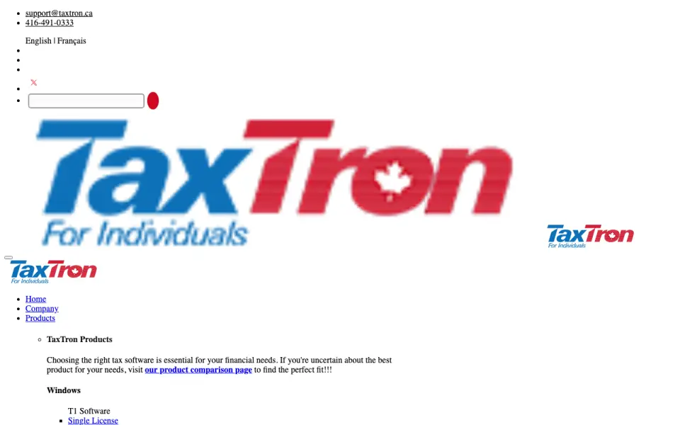 TaxTron's website