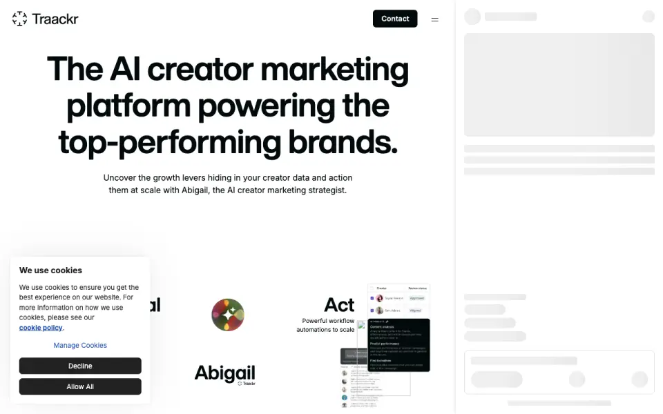Traackr's website
