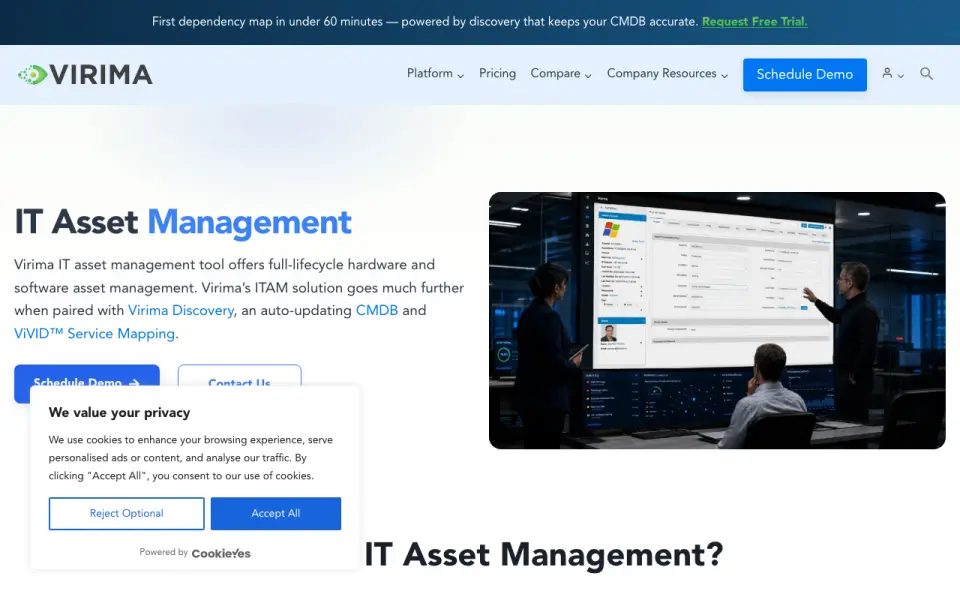 Virima Discovery and ViVID Service Mapping's website