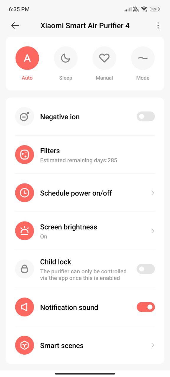 Xiaomi Air Purifier 4 app 2